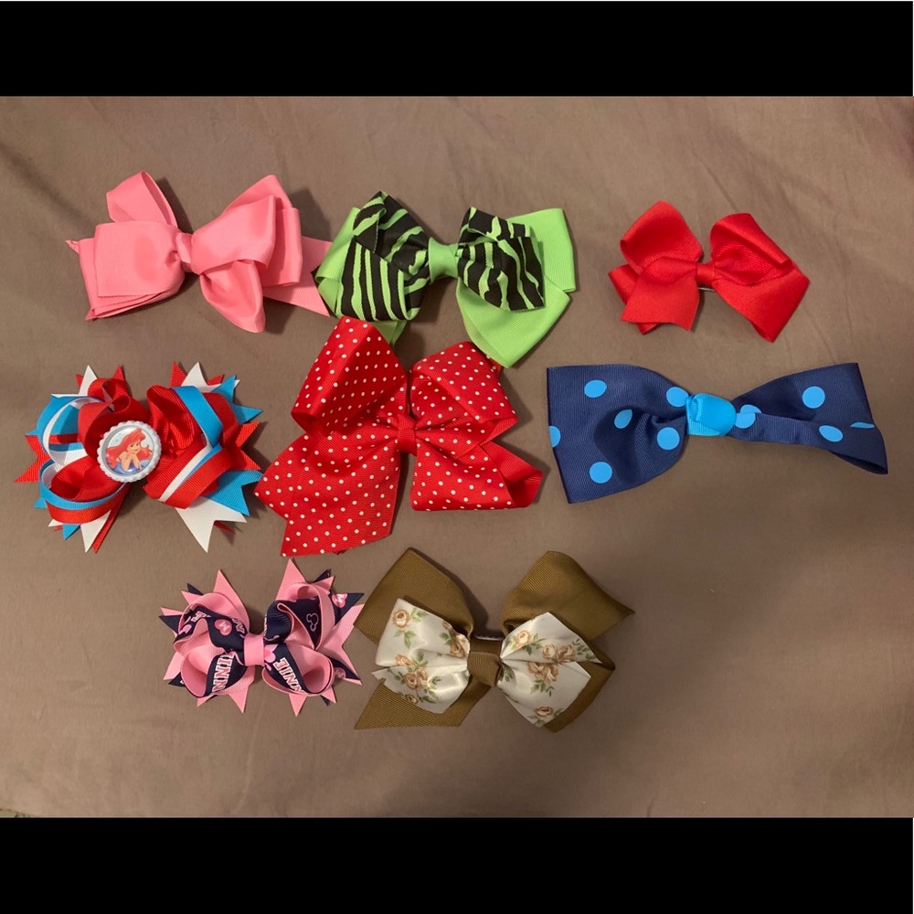 Bows + the little mermaid bow and Minnie Mouse bow